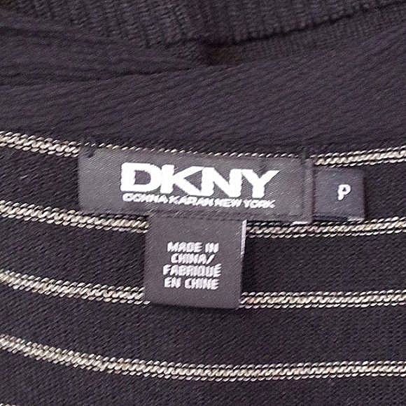 DKNY Lightweight Striped Wool Blend Cardigan w/Silk Tie- Sz. Sm - Picture 4 of 4